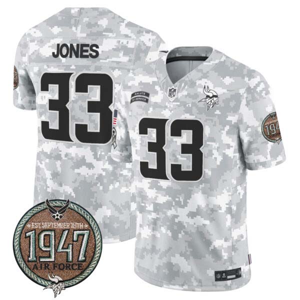 Men’s Vikings 2024 Salute to Service Establishment Year Patch Vapor Limited Jersey – All Stitched