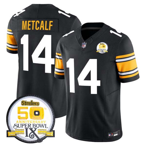 Men’s Steelers 50th Anniversary Of Super Bowl IX Patch Vapor Limited Jersey – All Stitched