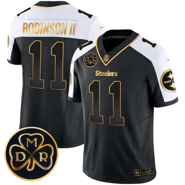 Men’s Steelers DMR Patch Gold Vapor Limited Jersey – All Stitched