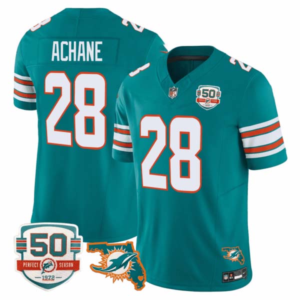 Men’s Miami DolphinsThrowback 50th Perfect Season & Florida Patch Vapor Jersey