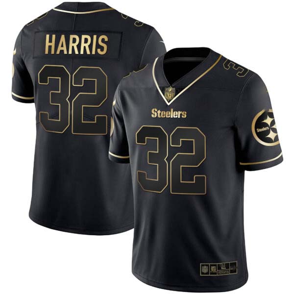 Franco Harris Steelers Black Gold & White Gold Jersey – All Stitched