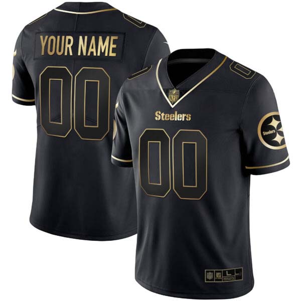 Men’s Steelers Gold and Split Custom Name and Number – All Stitched