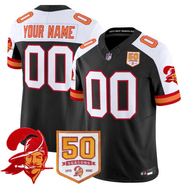 Tampa Bay Buccaneers Throwback 50th Season Patch Vapor Limited Custom Jersey – All Stitched