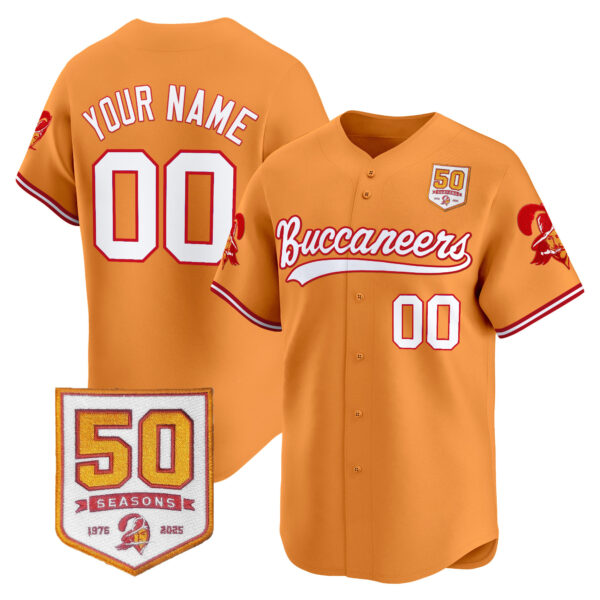 Tampa Bay Buccaneers 50th Season Patch Vapor Baseball Custom Jersey – All Stitched