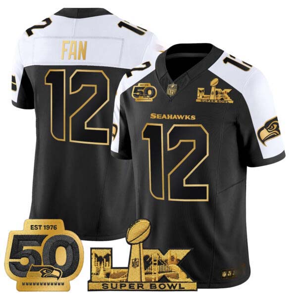 Men’s Seattle Seahawks “Super Bowl LX & 50th Patch” Gold Vapor Limited Jersey – All Stitched
