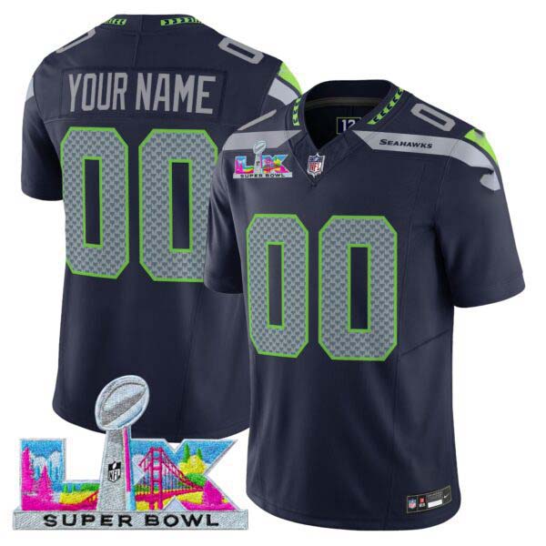 Seattle Seahawks Super Bowl LX Vapor Limited Custom Jersey – All Stitched