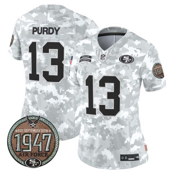 Women’s 49ers 2024 Salute to Service Establishment Year Patch Vapor Limited Jersey – All Stitched