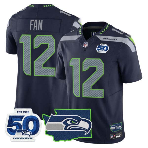 Men’s Seattle Seahawks 50th Anniversary Patch Vapor Limited Jersey – All Stitched