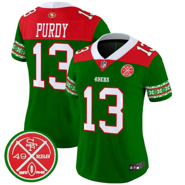 Women’s 49ers 2024 Christmas Vapor Limited Jersey – All Stitched