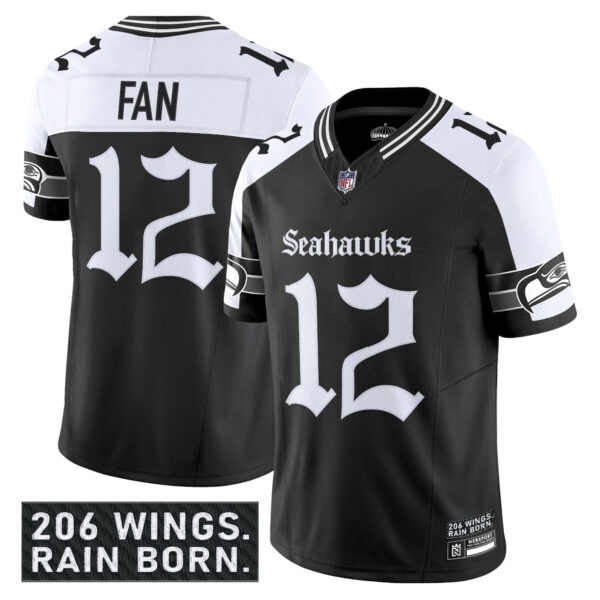 Men’s Seattle Seahawks ‘Gothic Rain City Shadows Edition’ Vapor Limited Jersey – All Stitched