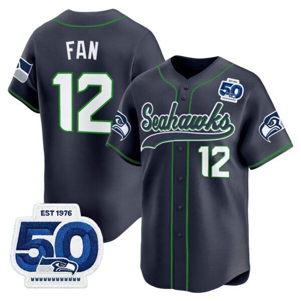 Men’s Seattle Seahawks 50th Anniversary Vapor Baseball Jersey – All Stitched
