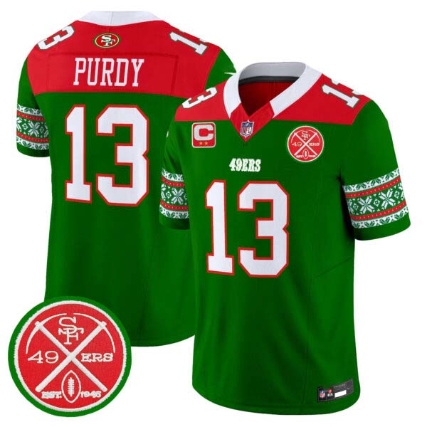 Men’s 49ers 2024 Christmas Vapor Limited Jersey – All Stitched