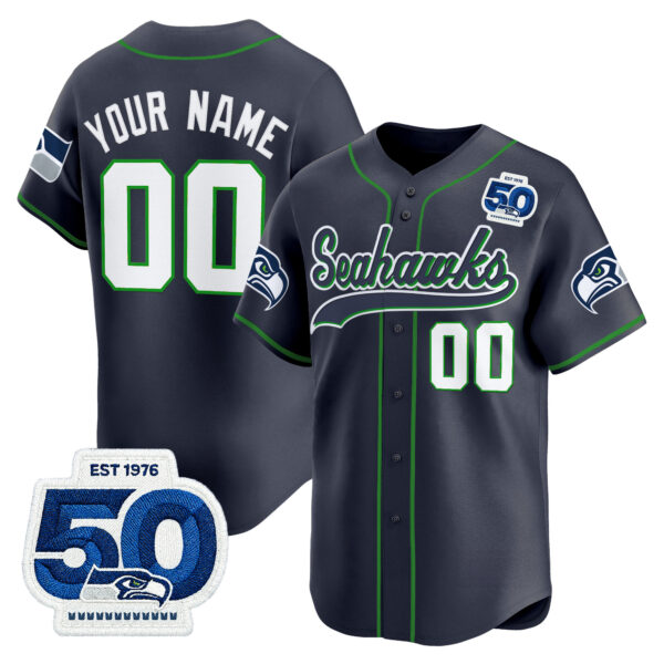 Seattle Seahawks 50th Anniversary Vapor Baseball Custom Jersey – All Stitched