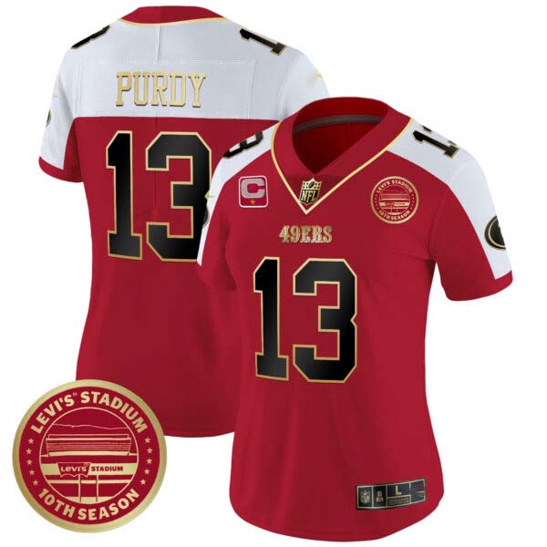 Women’s 49ers Levi’S Stadium 10th Season Patch Vapor Limited Jersey – All Stitched