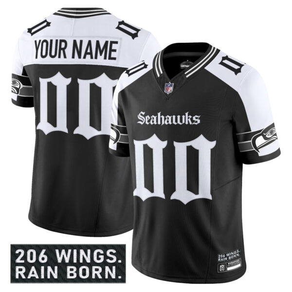 Seattle Seahawks ‘Gothic Rain City Shadows Edition’ Vapor Limited Custom Jersey – All Stitched
