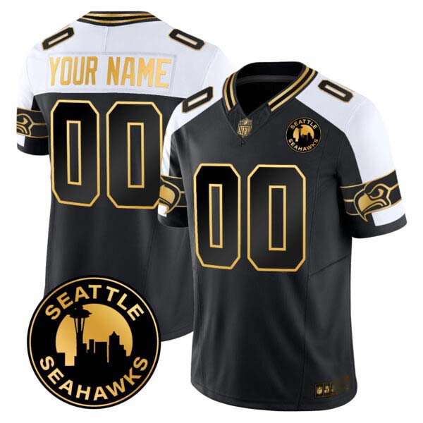 Seahawks 2025 Seattle City Patch Gold Vapor Limited Custom Jersey – All Stitched