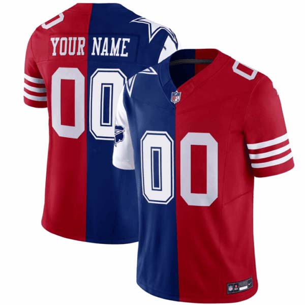 San Francisco 49ers Dallas Cowboys Split Custom Jersey – All Stitched