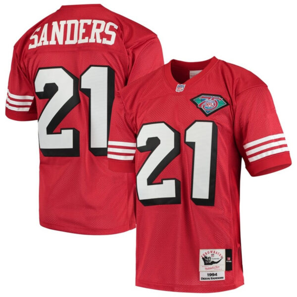 Deion Sanders San Francisco 49ers Throwback Retired Red Jersey – All Stitched