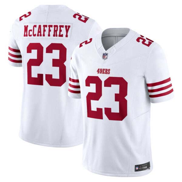 Christian McCaffrey San Francisco 49ers Vapor Jersey – White – All Stitched