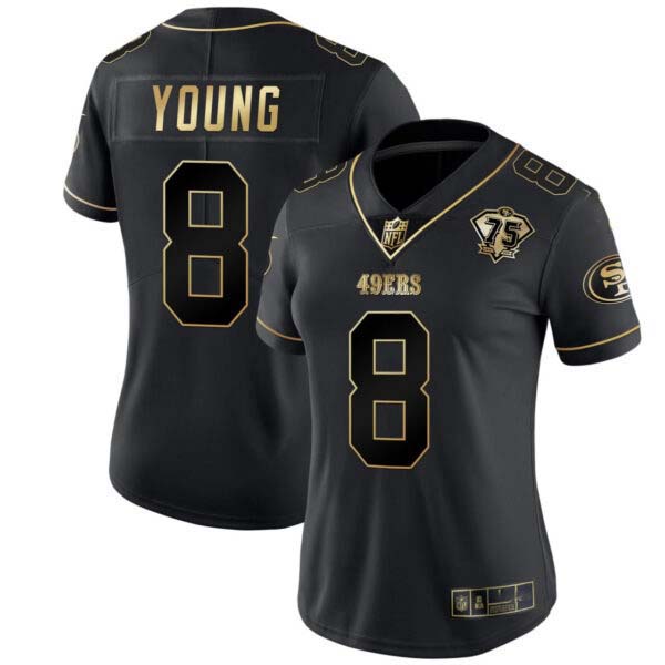 Women’s Steve Young San Francisco 49ers Black Gold Jersey – All Stitched