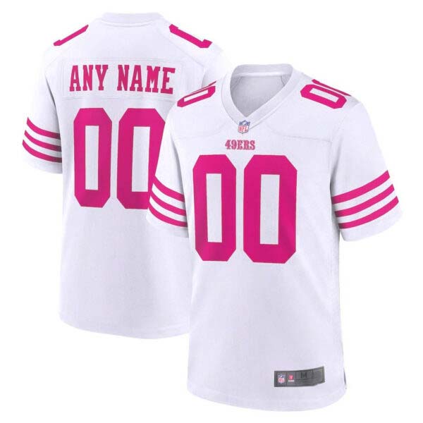 San Francisco 49ers White Pink Custom Jersey – All Stitched