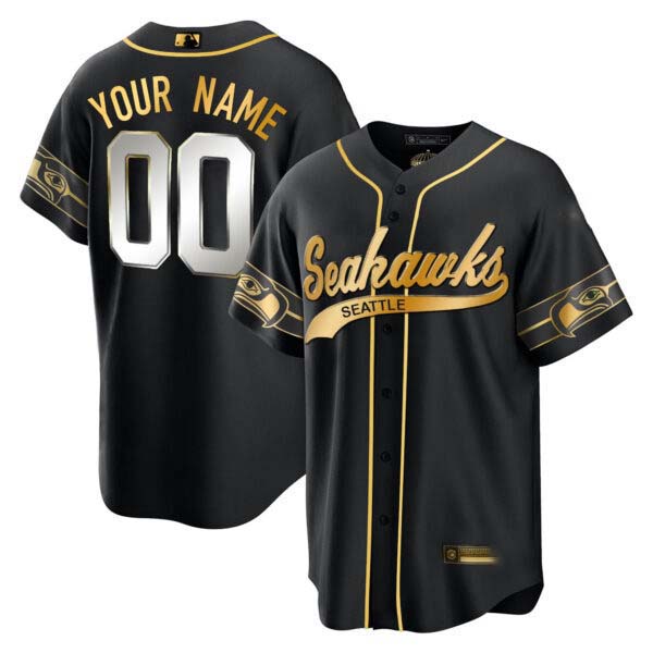 Seahawks Throwback & Gold Cool Base Custom Jersey V2 – All Stitched