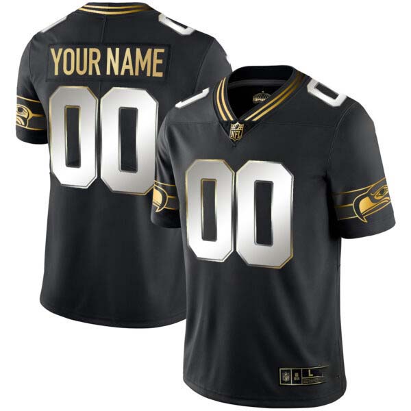 Seahawks Throwback & Gold Custom Jersey V2 – All Stitched