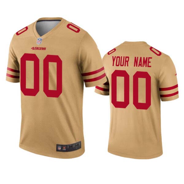 49ers Custom Gold Inverted Legend Jersey – All Stitched