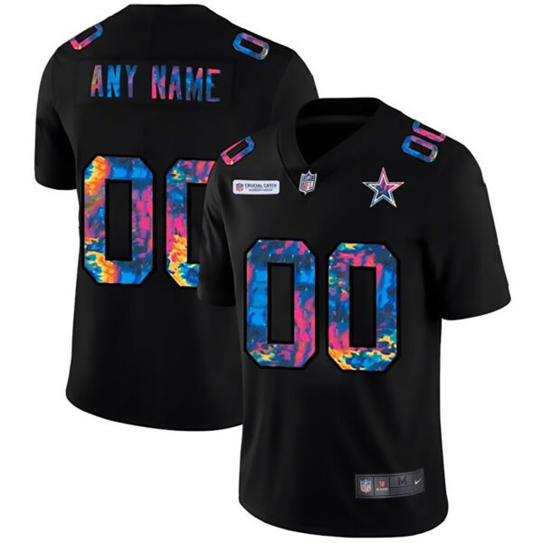 Cowboys Crucial Catch Multicolor Custom Jersey – All Stitched