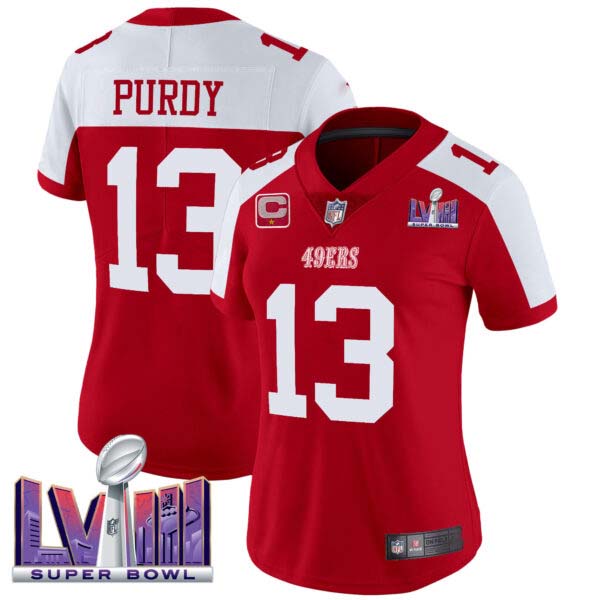 Women’s 49ers Super Bowl LVIII Patch Vapor Limited Jersey – All Stitched