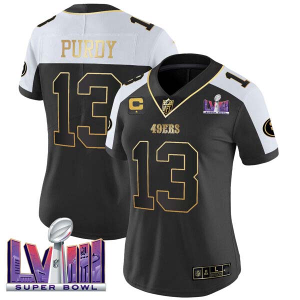 Women’s 49ers Super Bowl LVIII Patch Vapor Jersey V2 – All Stitched