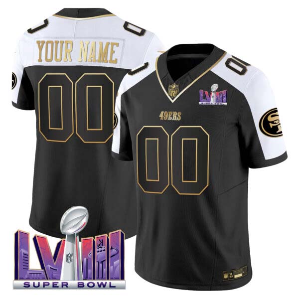 49ers Super Bowl LVIII Patch Vapor Custom Jersey V2 – All Stitched