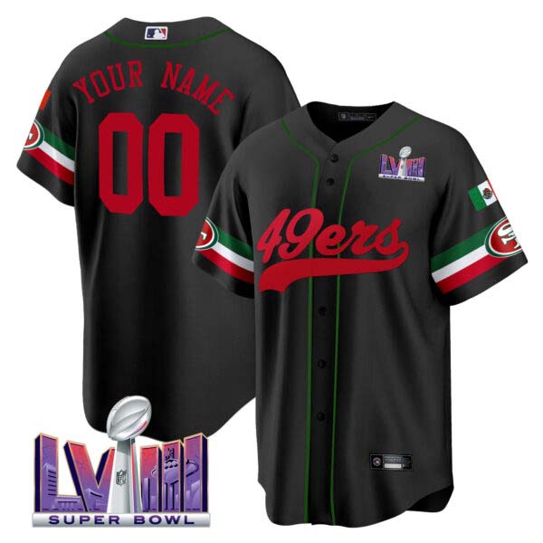 49ers Mexico Super Bowl LVIII Patch Baseball Custom Jersey – All Stitched