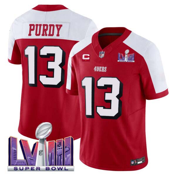 Men’s 49ers Super Bowl LVIII Patch Vapor Limited Jersey V2 – All Stitched