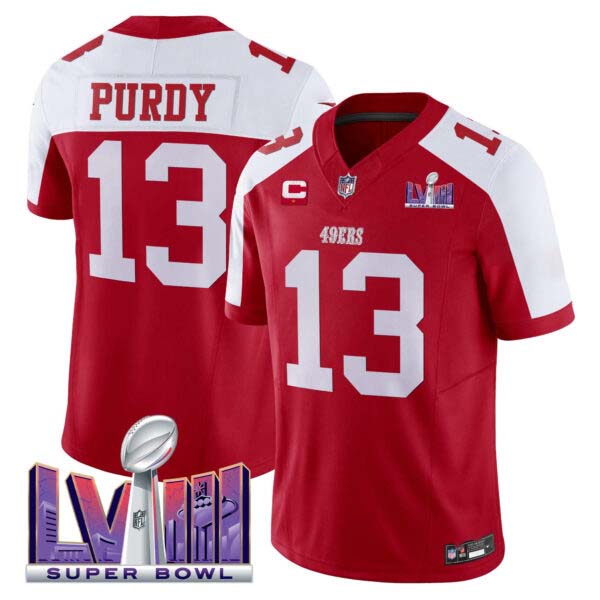 Men’s 49ers Super Bowl LVIII Patch Vapor Limited Jersey – All Stitched