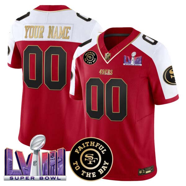 49ers Faithful & Super Bowl LVIII Patch Vapor Custom Jersey – All Stitched