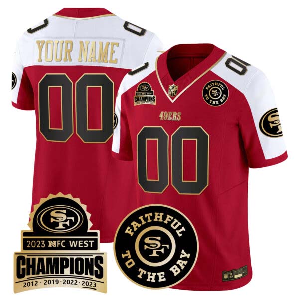 49ers 2023 NFC West Champions Patch Vapor Custom Jersey V3 – All Stitched