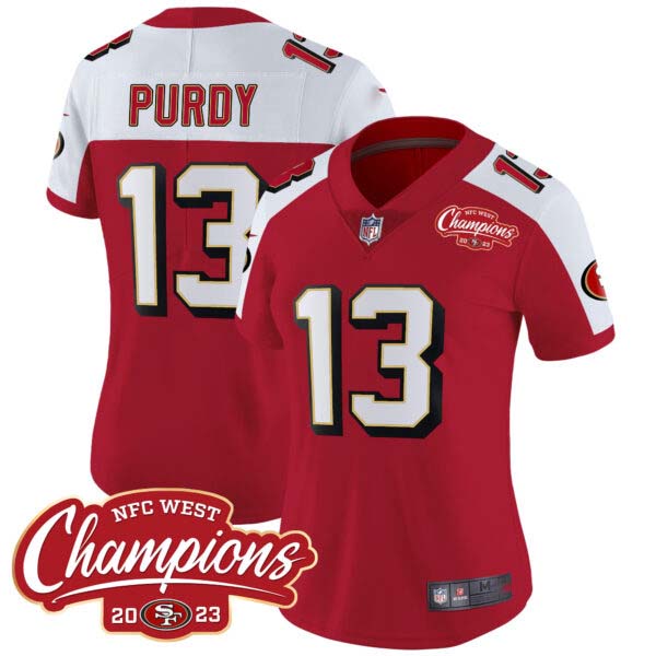 Women’s 49ers Throwback NFC West Champions Patch Vapor Jersey – All Stitched