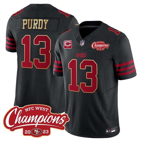 Men’s 49ers NFC West Champions Gold Trim Vapor Jersey – All Stitched