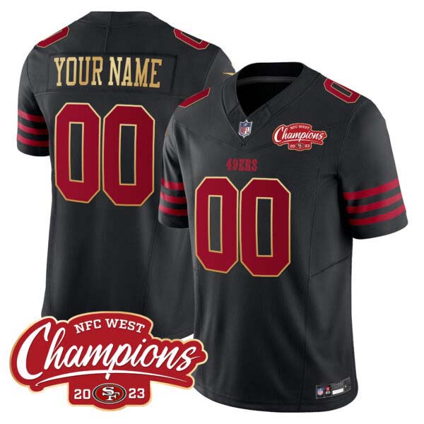 49ers NFC West Champions Gold Trim Vapor Custom Jersey – All Stitched