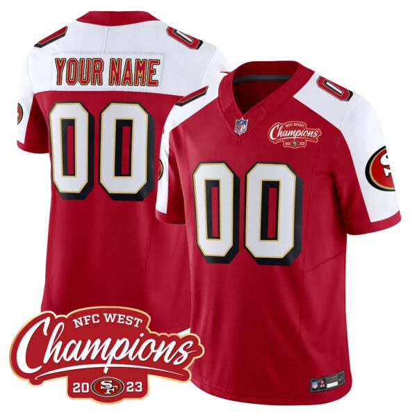 49ers Throwback NFC West Champions Patch Vapor Custom Jersey – All Stitched