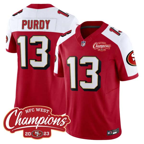 Men’s 49ers Throwback NFC West Champions Patch Vapor Jersey – All Stitched