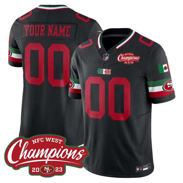 49ers Mexico 2023 NFC West Champions Patch Vapor Custom Jersey – All Stitched