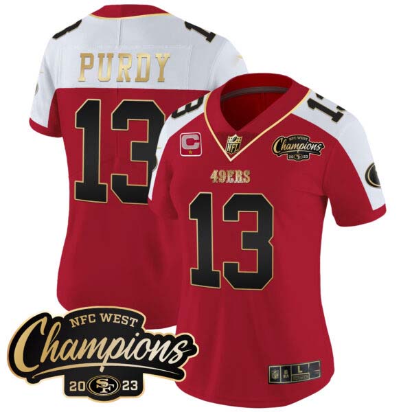 Women’s 49ers 2023 NFC West Champions Patch Vapor Jersey – All Stitched