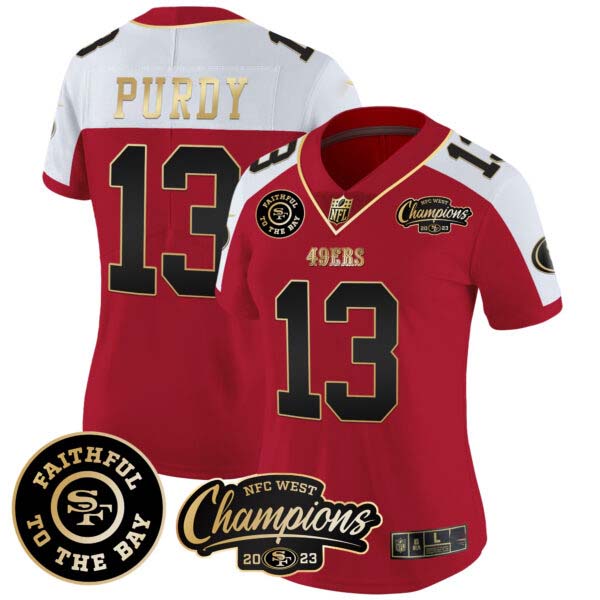 Women’s 49ers Faithful & 2023 NFC West Champions Patch Vapor Jersey – All Stitched