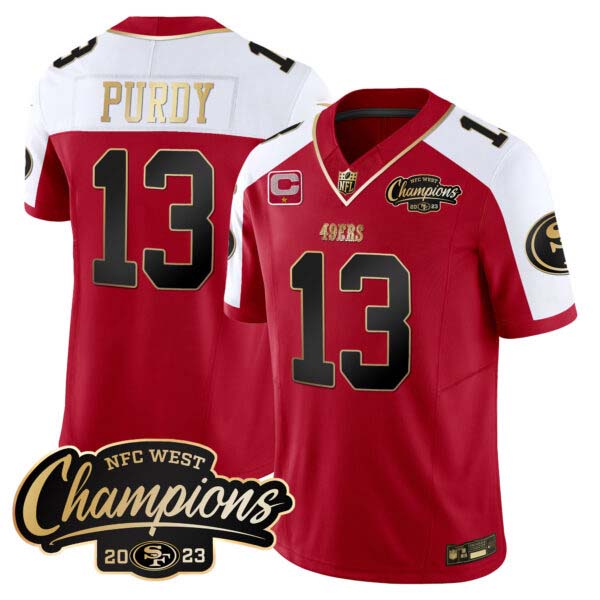 Men’s 49ers 2023 NFC West Champions Patch Vapor Jersey – All Stitched