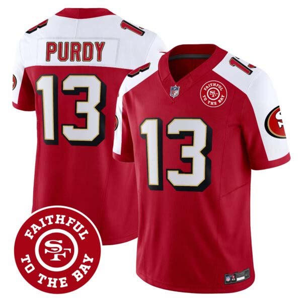 Men’s 49ers Throwback Faithful To The Bay Patch Vapor Limited Jersey – All Stitched