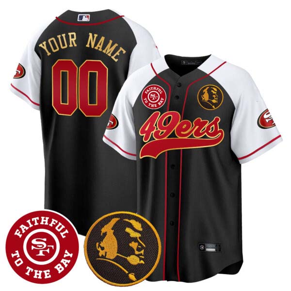 49ers Faithful & John Madden Patch Baseball Gold Trim Custom Jersey – All Stitched