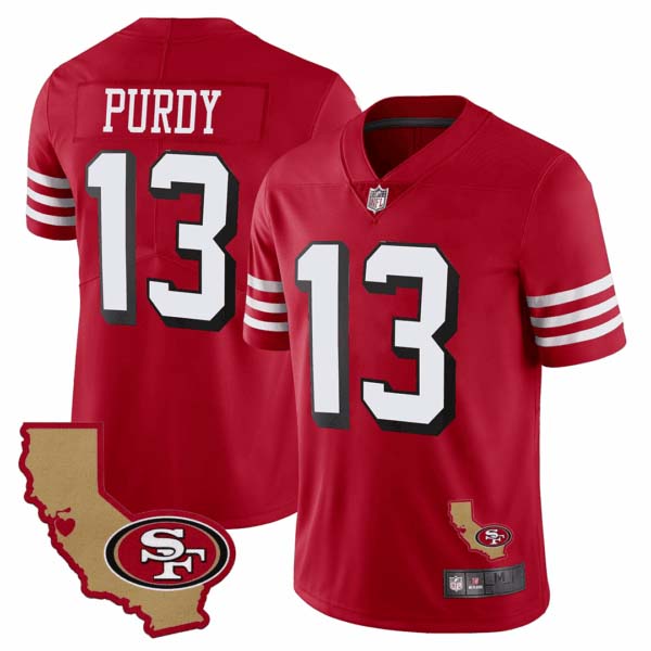 Men’s 49ers 1994 California State Map Patch Throwback Jersey – All Stitched