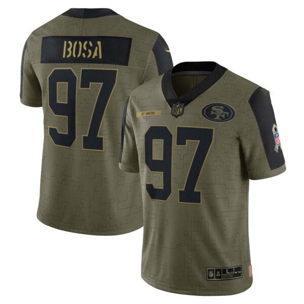 Nick Bosa San Francisco 49ers 2021 Salute To Service Olive Jersey – All Stitched